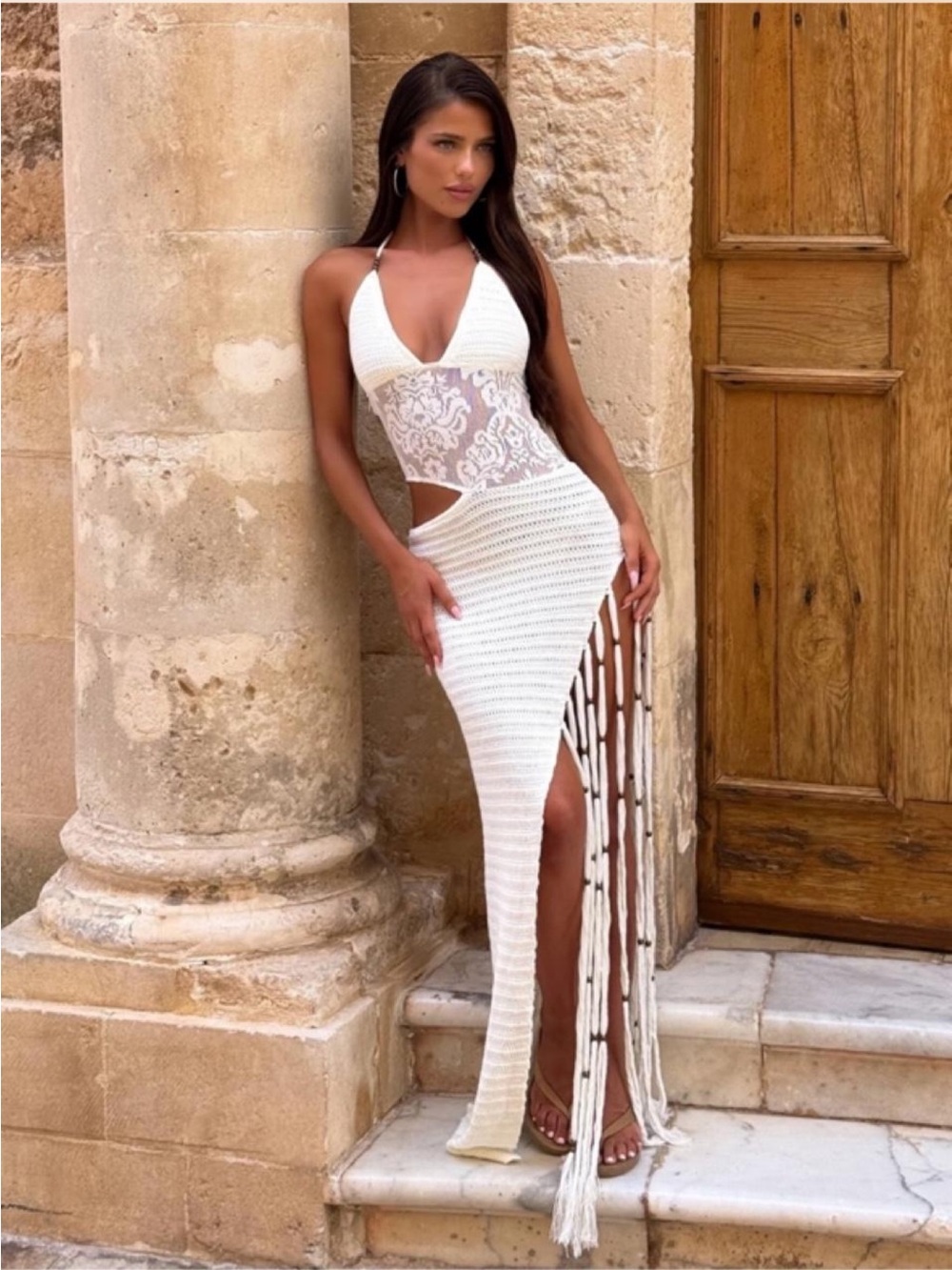 Outcast Carmena crochet dress in Ivory